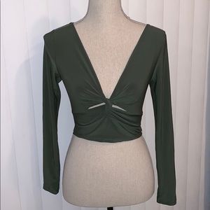 Long Sleeve Green Crop Top NWOT
